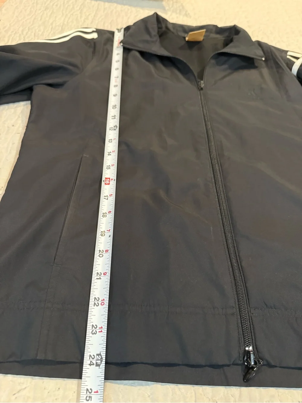adidas Black Windbreaker with White Three-Stripes